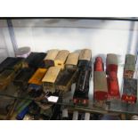 A selection of early tin plate Hornby wagons toget
