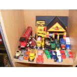 Die cast model vehicles including petrol station