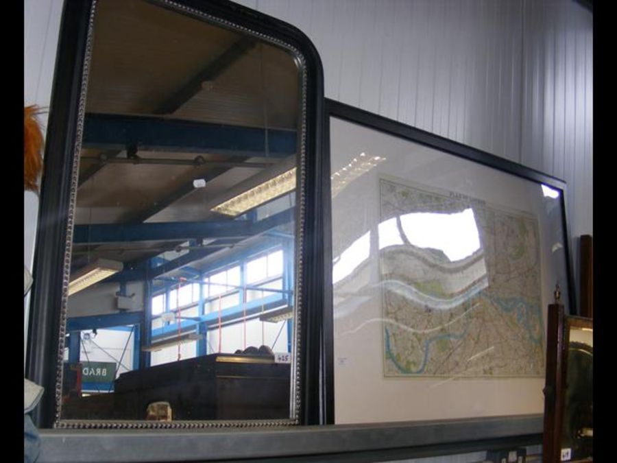 A framed and glazed map of London, together with a