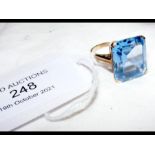A pale blue stone dress ring in 9ct gold setting