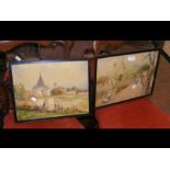 NGWE GAING - a pair of watercolours, signed - 27cm