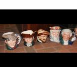 Selection of five Royal Doulton character jugs, in