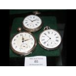 A silver cased pocket watch and two others