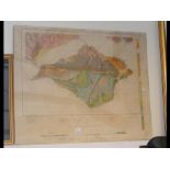 A framed Isle of Wight geological map