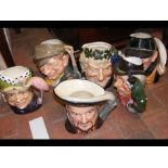 Selection of five Royal Doulton character jugs, in