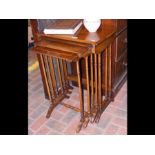 A quartet of occasional tables with marquetry top