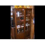 An oak display cabinet/bookcase with two glazed do