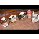 Selection of five Royal Doulton character jugs, in
