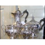 A four piece silver tea set with London hallmark