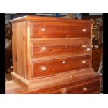 A three drawer pine chest