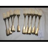 Ten silver dessert forks