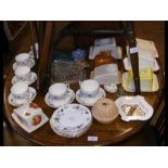 A medley of cheese dishes and 'Colclough' bone china, etc