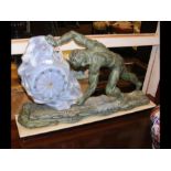 A French spelter figure on marble plinth - height