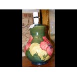 A Moorcroft Pottery table lamp - 25cms high with l