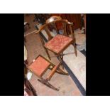 An Edwardian corner chair with inlaid detailing, t