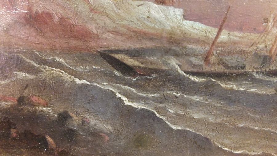 An oil on board of ship floundering in rough seas - Image 6 of 10