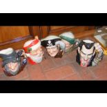 Selection of five Royal Doulton character jugs, in