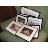 A collection of framed and glazed antique engravin