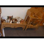 A Victorian pine washstand together with a coffee