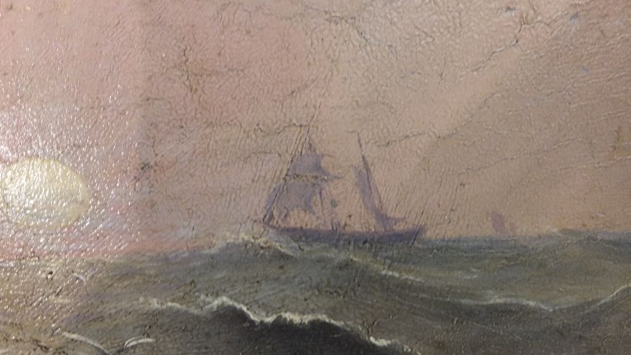 An oil on board of ship floundering in rough seas - Image 3 of 10