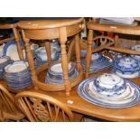 A quantity of blue and white table ware including