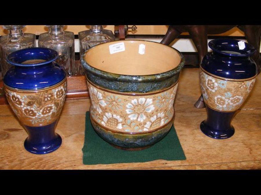 A pair of Royal Doulton stoneware vases, together