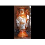 A Satsuma two handled vase - 36cm high - with sign