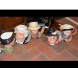 Selection of five Royal Doulton character jugs, in