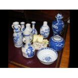 An assortment of blue and white oriental ware, tog