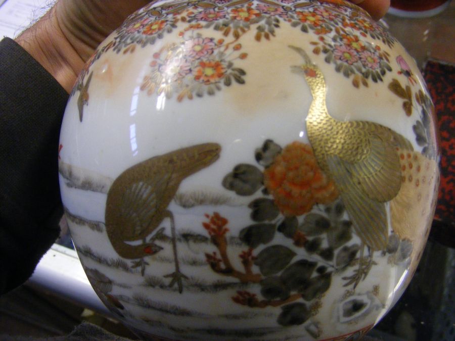 A pair of satsuma vases and one other - Image 4 of 22