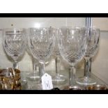A set of six Waterford crystal wine glasses