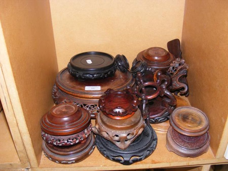 A batch of Oriental wooden ginger jar stands