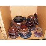 A batch of Oriental wooden ginger jar stands