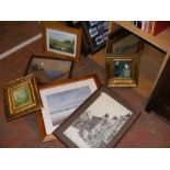 An assortment of framed and glazed pictures, inclu