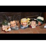 Selection of five Royal Doulton character jugs, in
