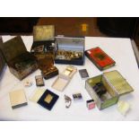 Various collectables, including travelling inkwell
