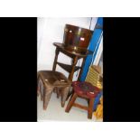 A 'three leaf clover' English oak table, together wi