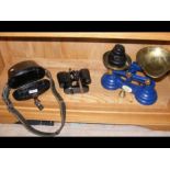 A vintage Dienstglas binocular together with a set