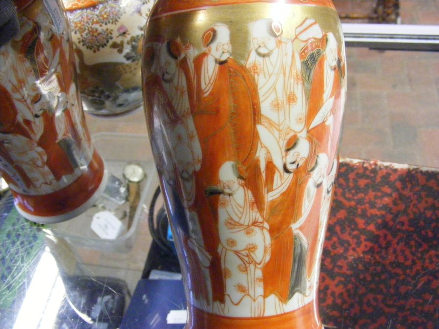 A pair of satsuma vases and one other - Image 16 of 22