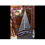 A stained glass window of sailing boat - 61cm x 10