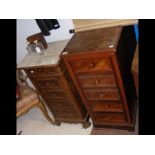 A French marble top pot cupboard and one other