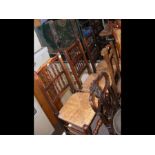 Five various antique country chairs