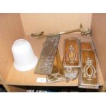 Eleven brass vintage doorplates, together with a b