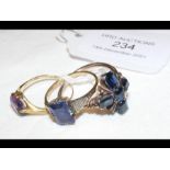A ladies blue stone dress ring together with two o