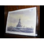 M.G PEARSON - a watercolour of Naval battle ship