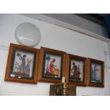 Four framed montages depicting female figures