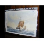 M.G PEARSON - a watercolour of boats off The Needl