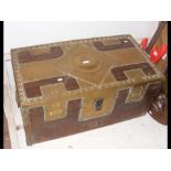 A Middle Eastern style chest with metal bound deco