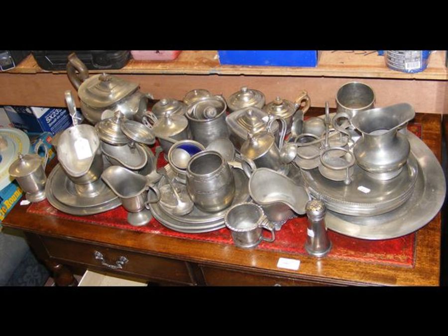 A collection of vintage pewter