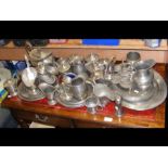 A collection of vintage pewter